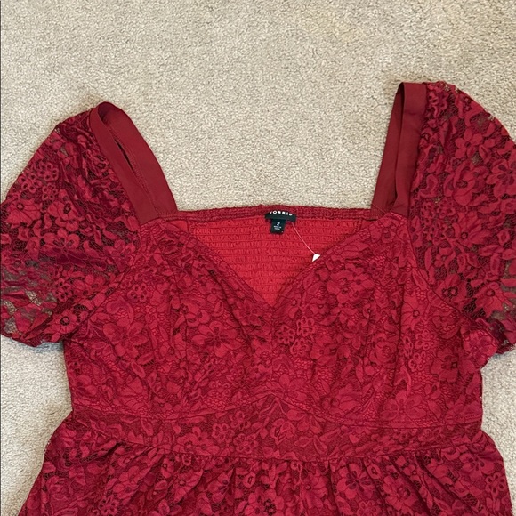 Torrid Red Lace Blouse - Picture 2 of 8